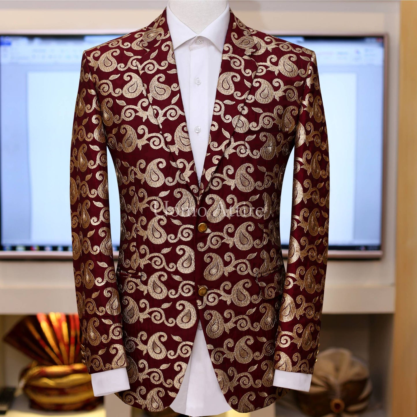 Colorful double button wedding 2 piece suit