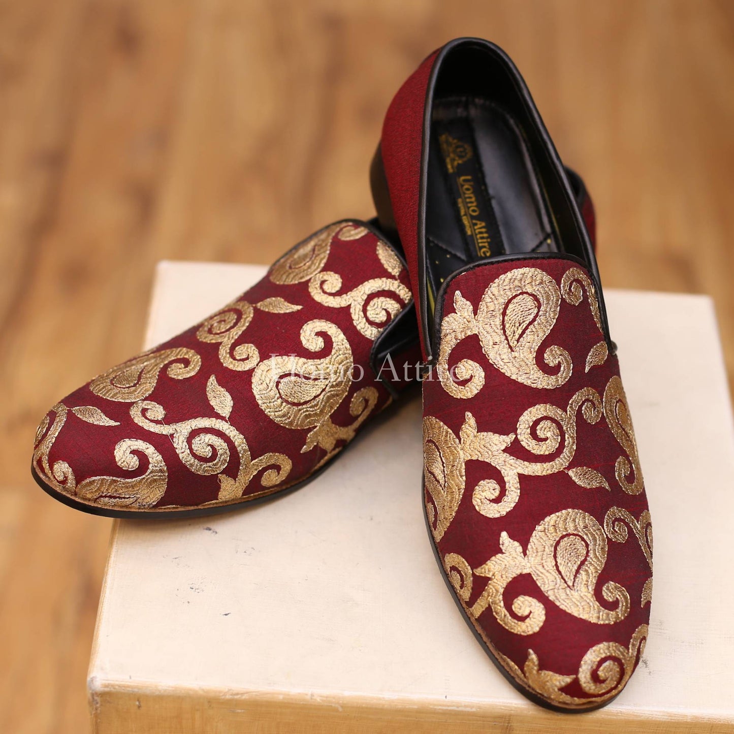 Colorful double button wedding 2 piece suit with same fabric shoes