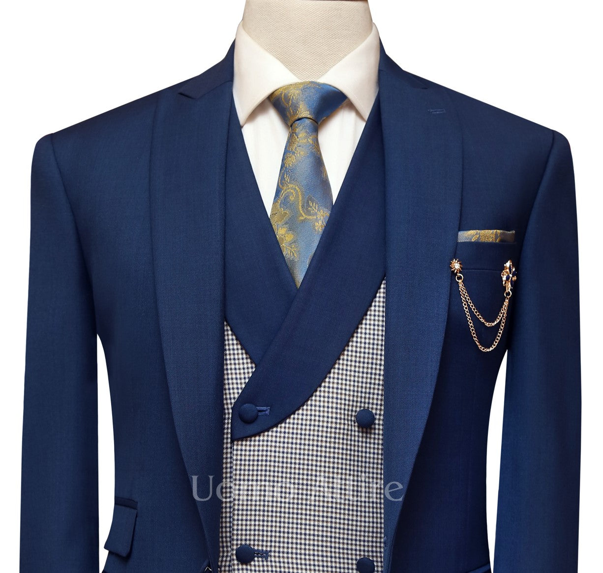 Custom-made woolen fabric three piece suit