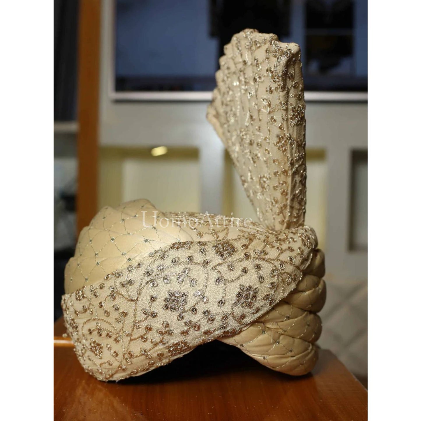 Custom Made Off White Aitchison Kulla, Wedding turban off white
