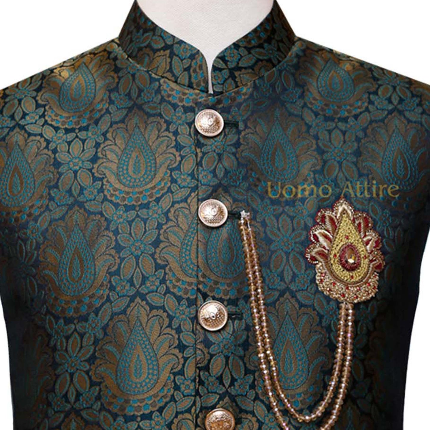 Customized embellished waistcoat for mehndi, jamawar waitcoat for mehndi 1