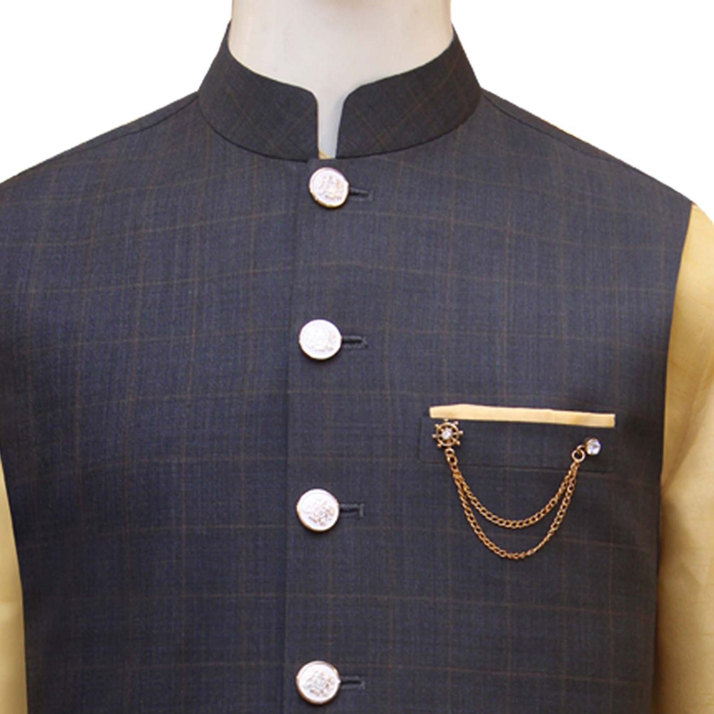 Designed Mehndi Kurta & Waistcoat