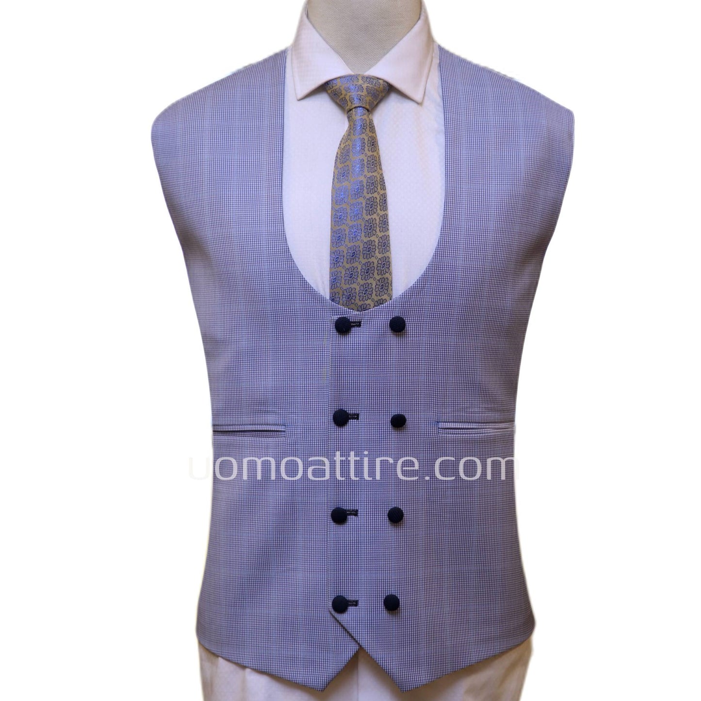 Contrast ink blue wedding three piece suit