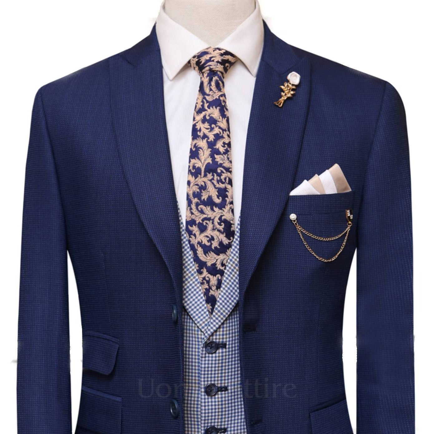 Italian tropical limited edition 3 piece suit, blue 3 piece suit