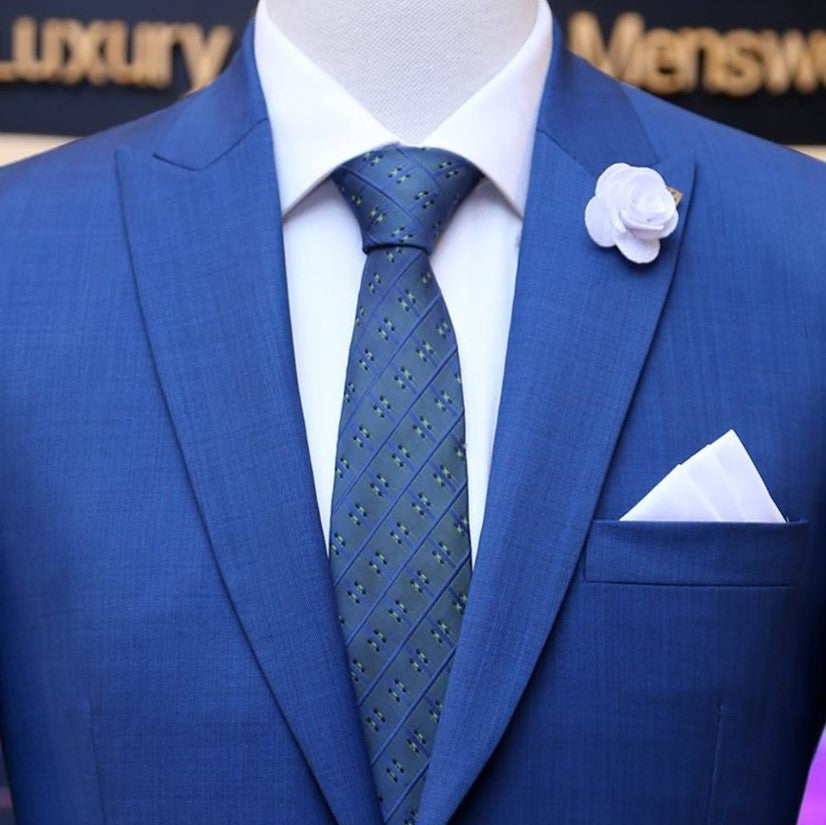 Italian slim fitted bespoke 2 piece suit, blue suits for men
