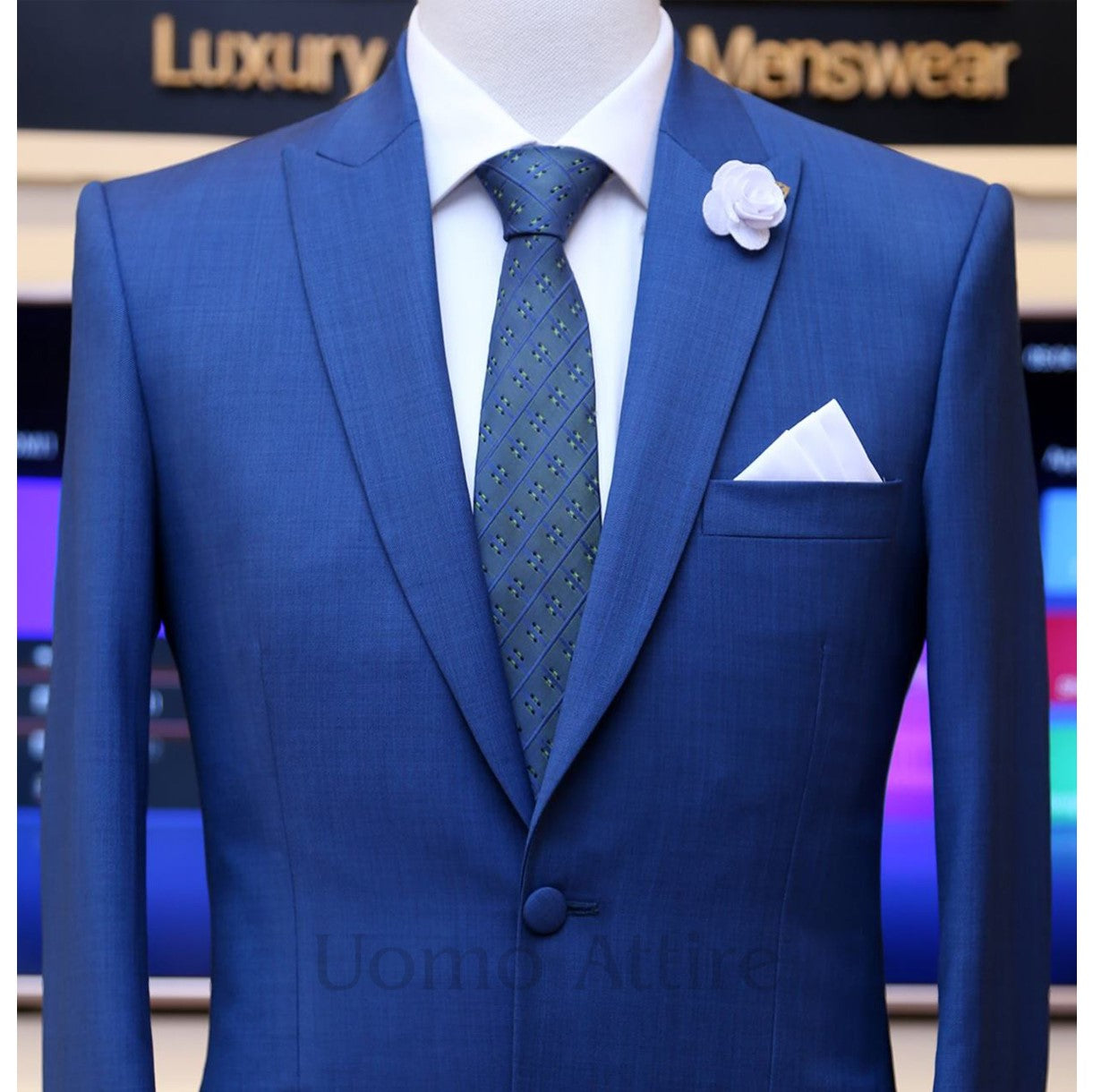 Italian slim fit bespoke 2 piece suit, blue suits for men