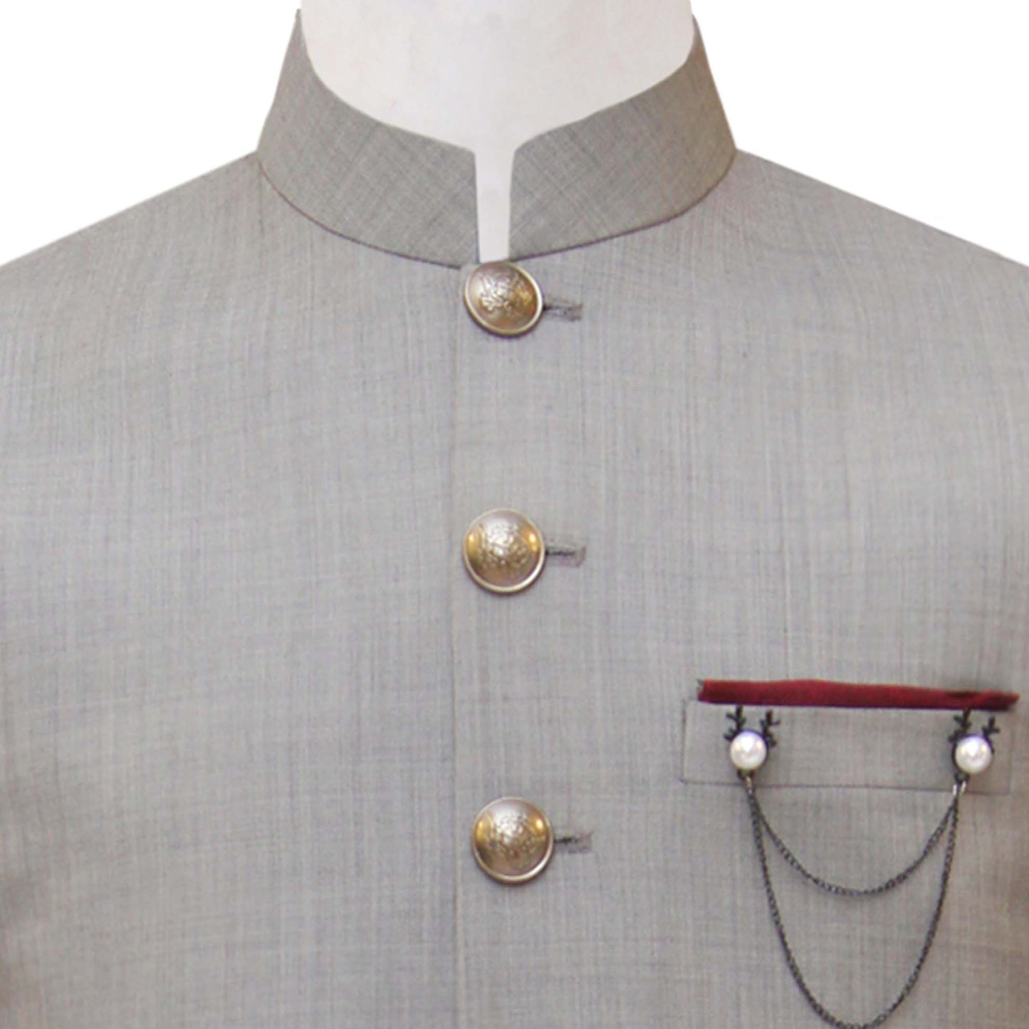 Light gray awami waistcoat for formal occasions