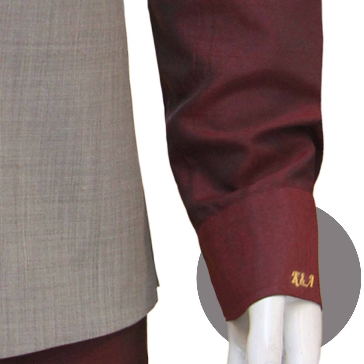 Light gray awami waistcoat for formal occasions with name initial