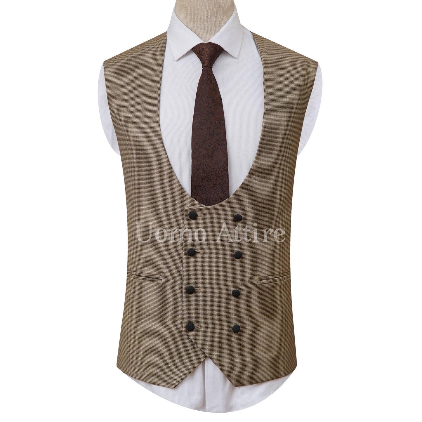 Lightweight Woolen Grey 3-Piece Suit with Mini Checkered Vest