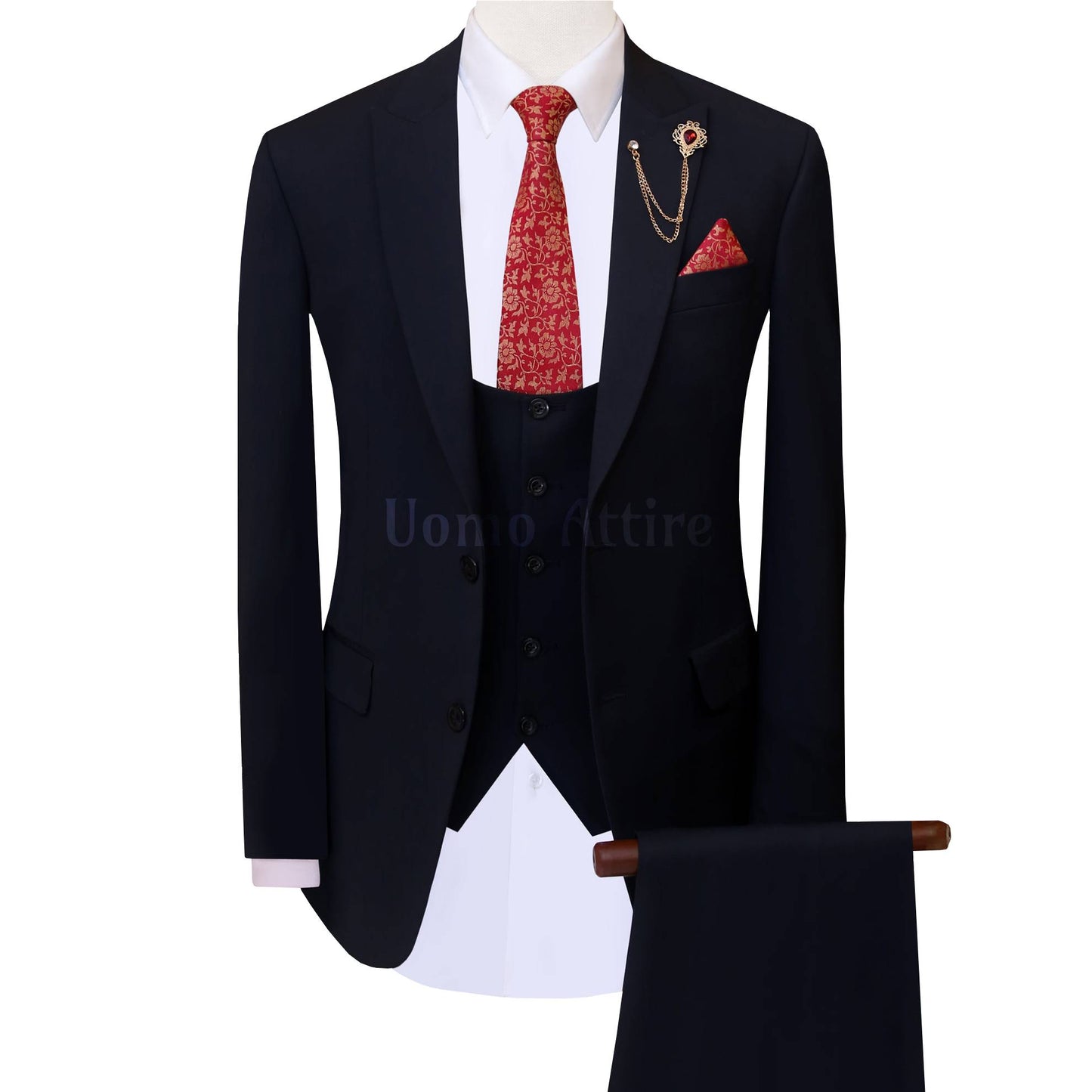 Pure tropical four season Italian midnight blue three piece suit