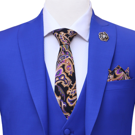 Royal blue three piece suit tie, blue suits for men