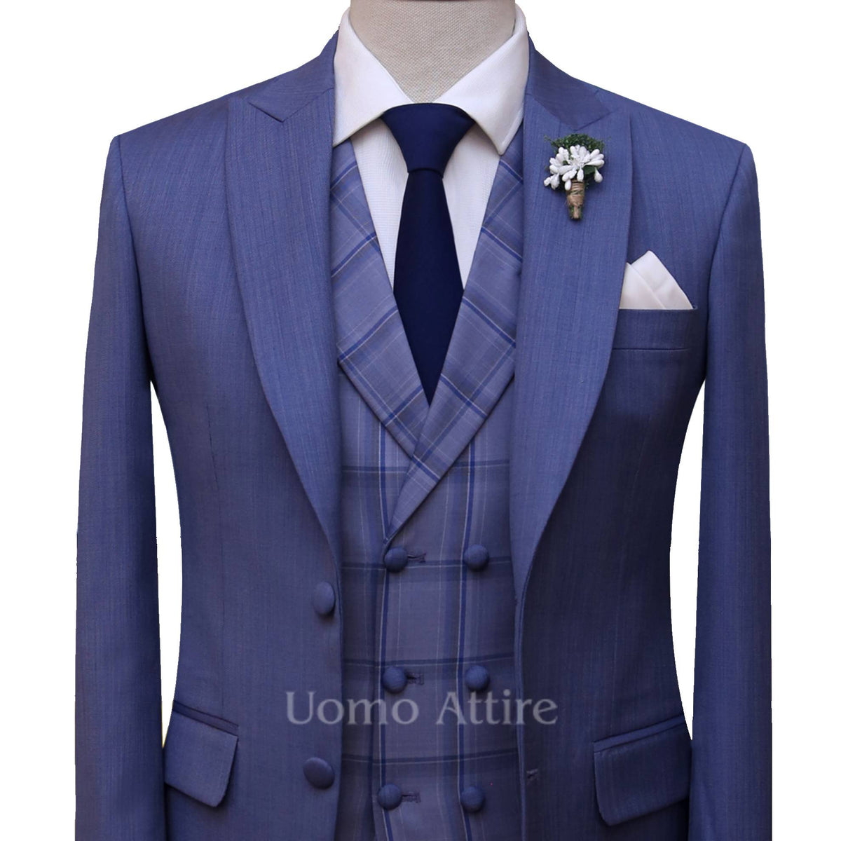 Woolen fabric three piece suit for wedding Uomo Attire