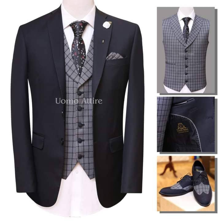 Black light weight four season custom 3 piece suit