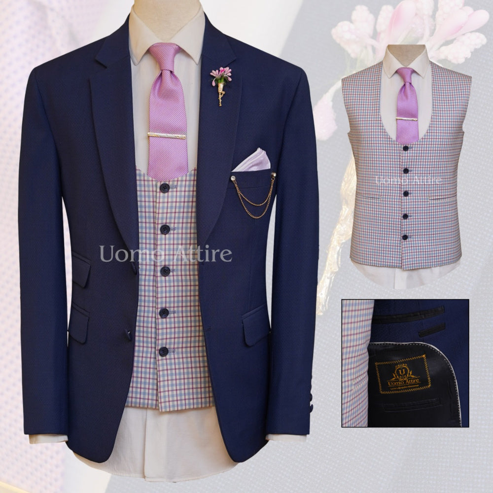 Custom made sophisticated look 3 piece suit, blue suits, blue suits for men