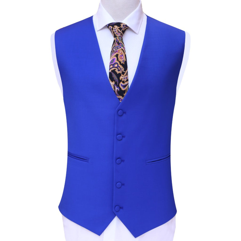 Royal blue for glamorous look three piece suit vest, blue suits for men