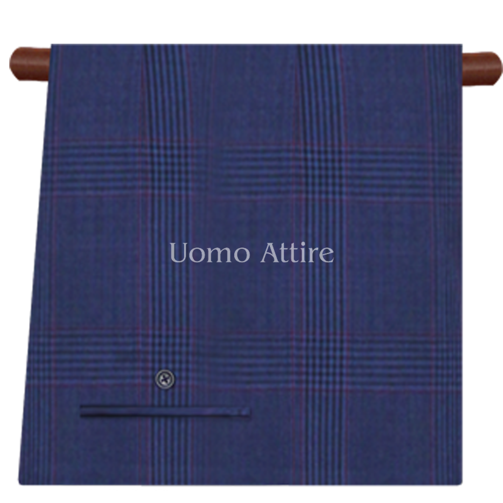 blue check 3 piece suit with same fabric pant