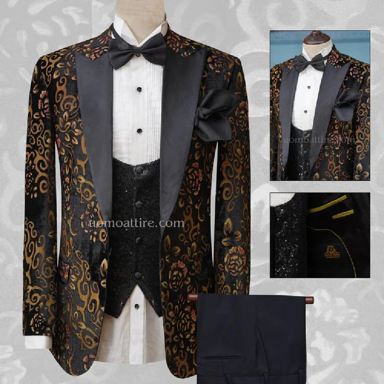 Self-Designed Stylish Tuxedo 3 Piece Suit for Men | Tuxedo Suit for Men