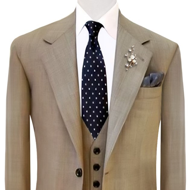 Notched lapel customized 3 piece suit