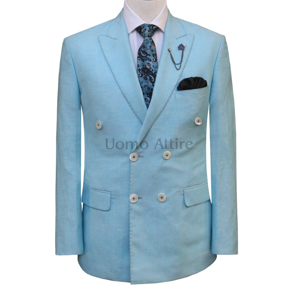 Imported linen light weight bespoke double breasted 2 piece suit, double breasted suit, linen double breasted suit