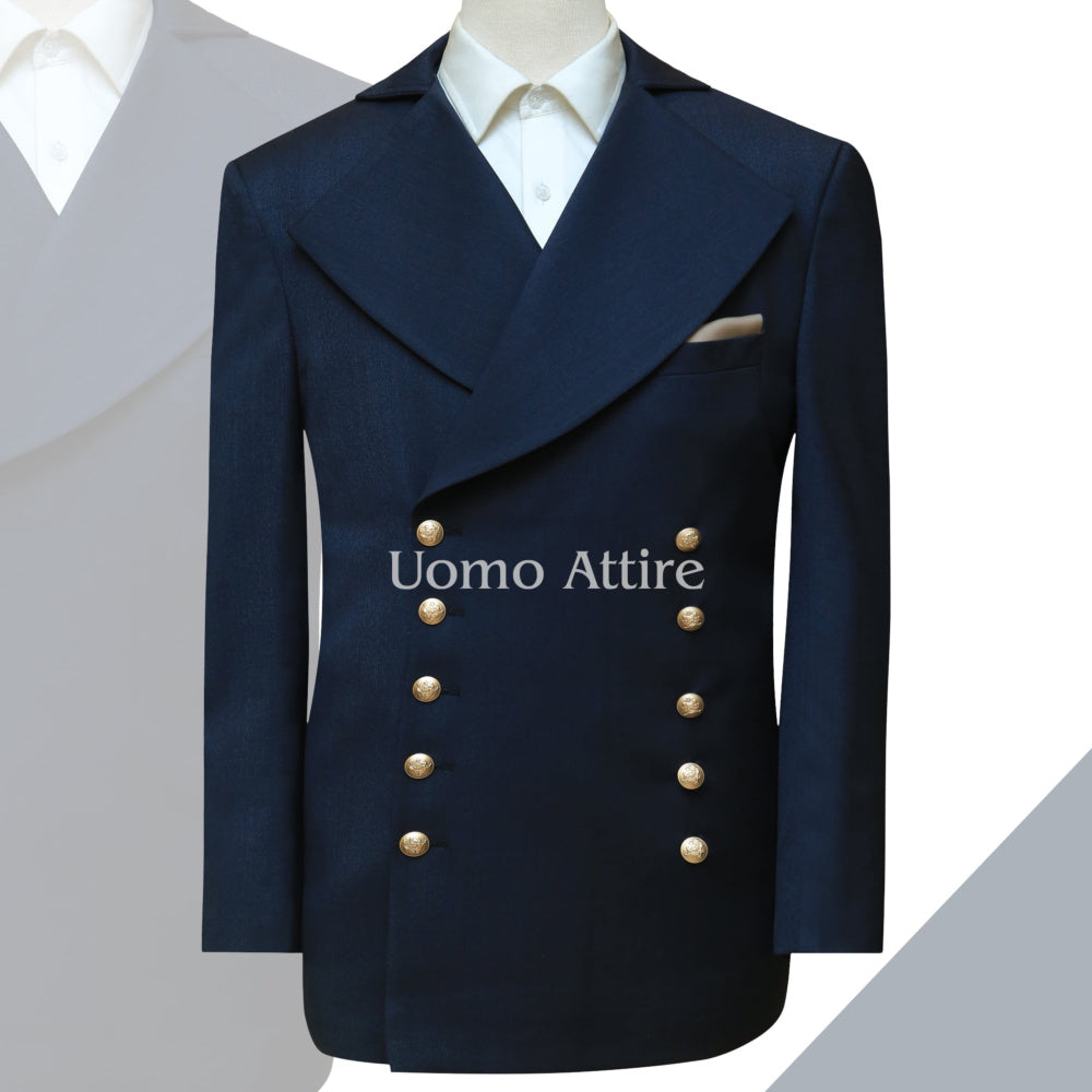 Double breasted 2 piece suit for men in chester style, chester style double breasted suit , double breasted suit, blue double breasted suit