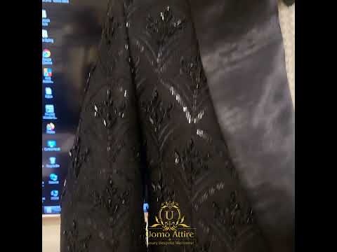 Load and play video in Gallery viewer, Custom made fully embellished tuxedo 3 piece suit, black tuxedo suit, tuxedo suit
