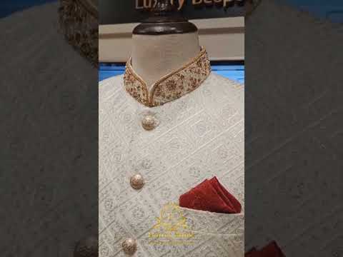 Carica e riproduci video nel visualizzatore Galleria, Cappotto da sposo principe in tessuto completamente ricamato