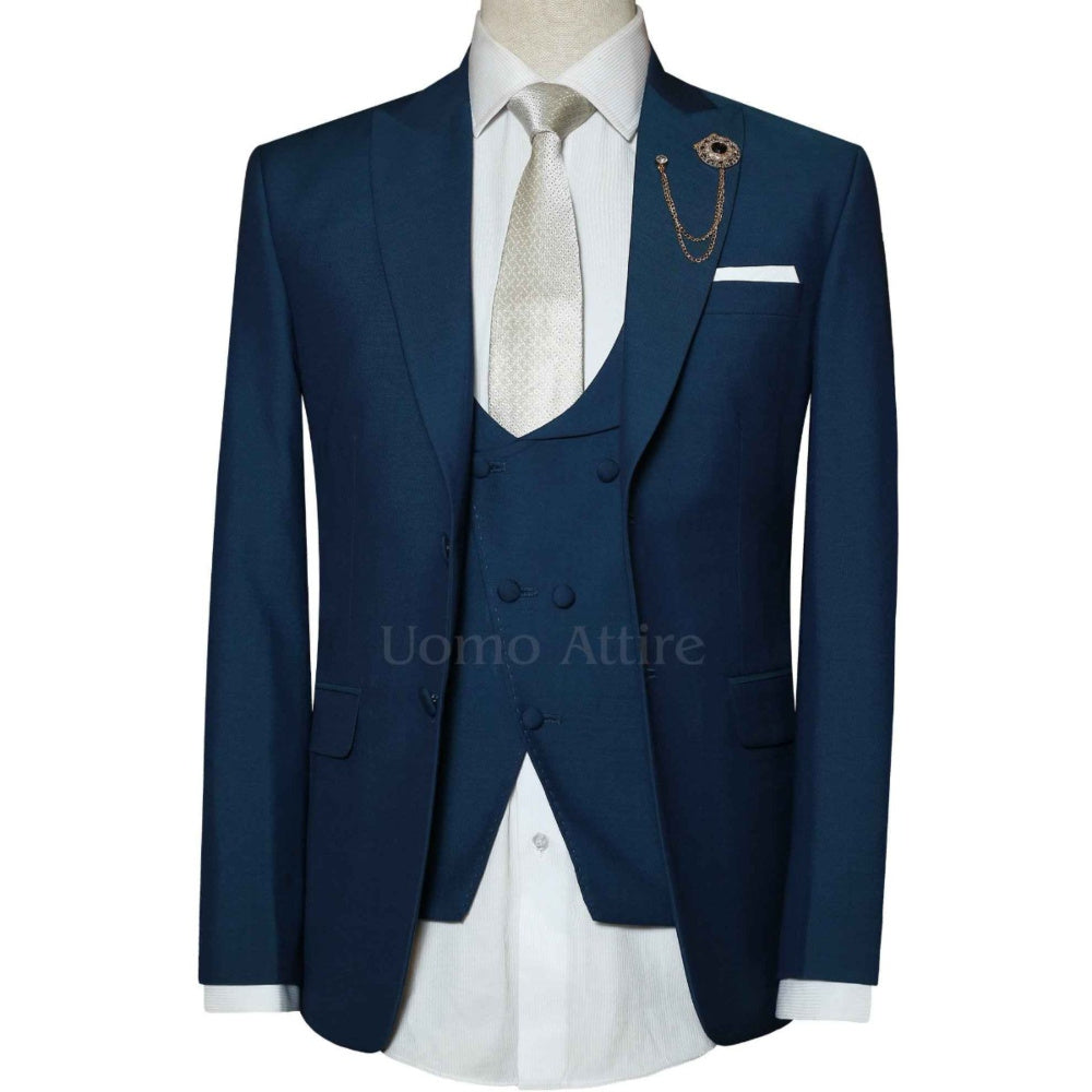 
                  
                    Su Misura midnight blue 100% woolen fabric three piece suit, blue suits, midnight blue suits for men
                  
                