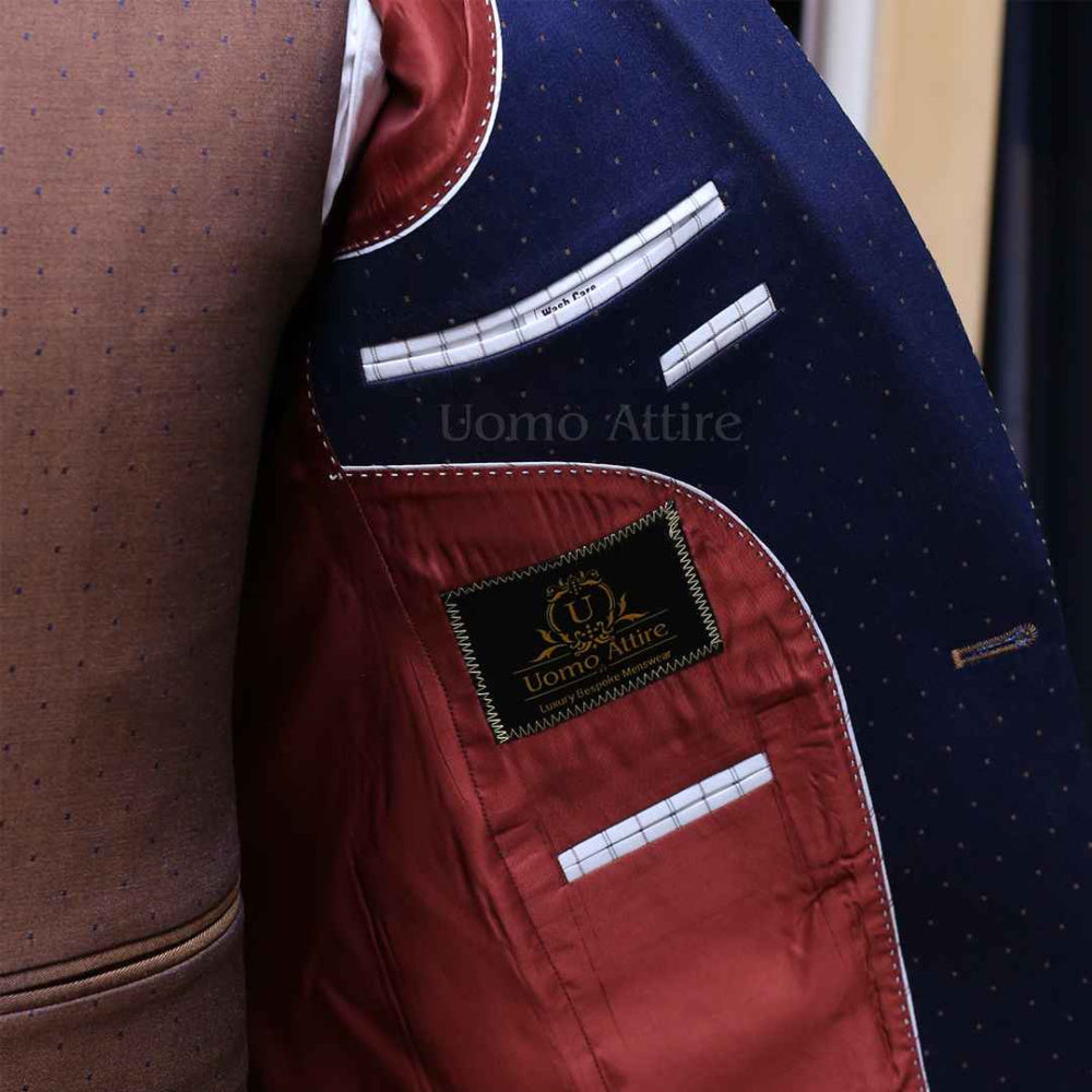 navy blue double three piece suit inside
