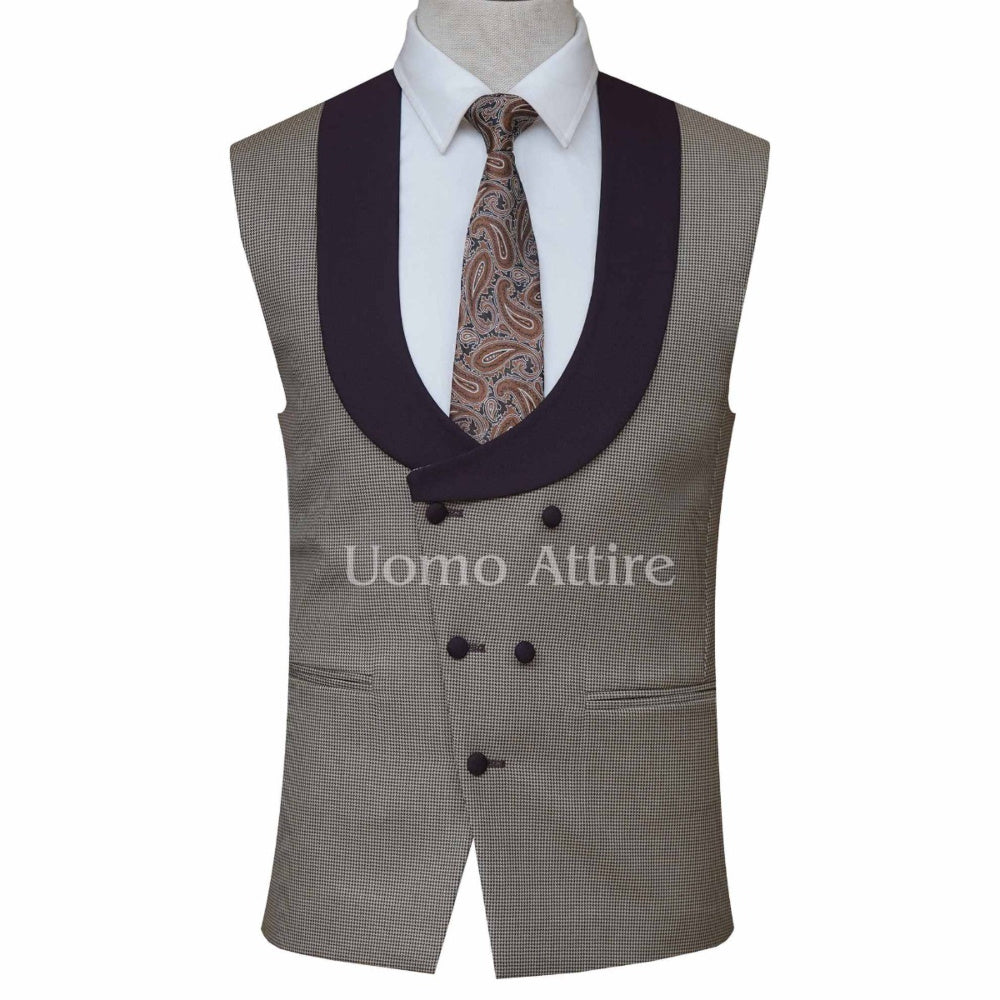 
                  
                    Mini Checkered Vest with Custom Made Burgundy Suit for Men | Burgundy Color Suit
                  
                