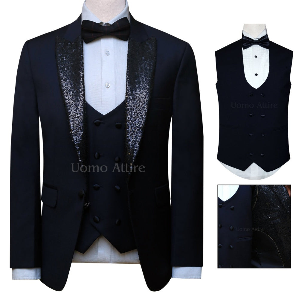 Mens Bespoke Midnight Blue Tuxedo Suit | Buy Online in USA and UK