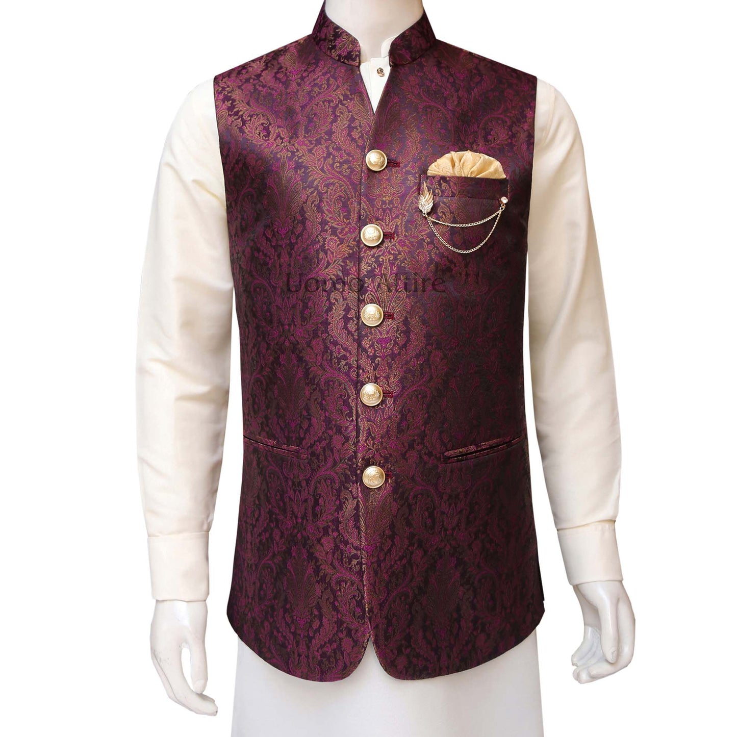 Maroon waistcoat for mehndi