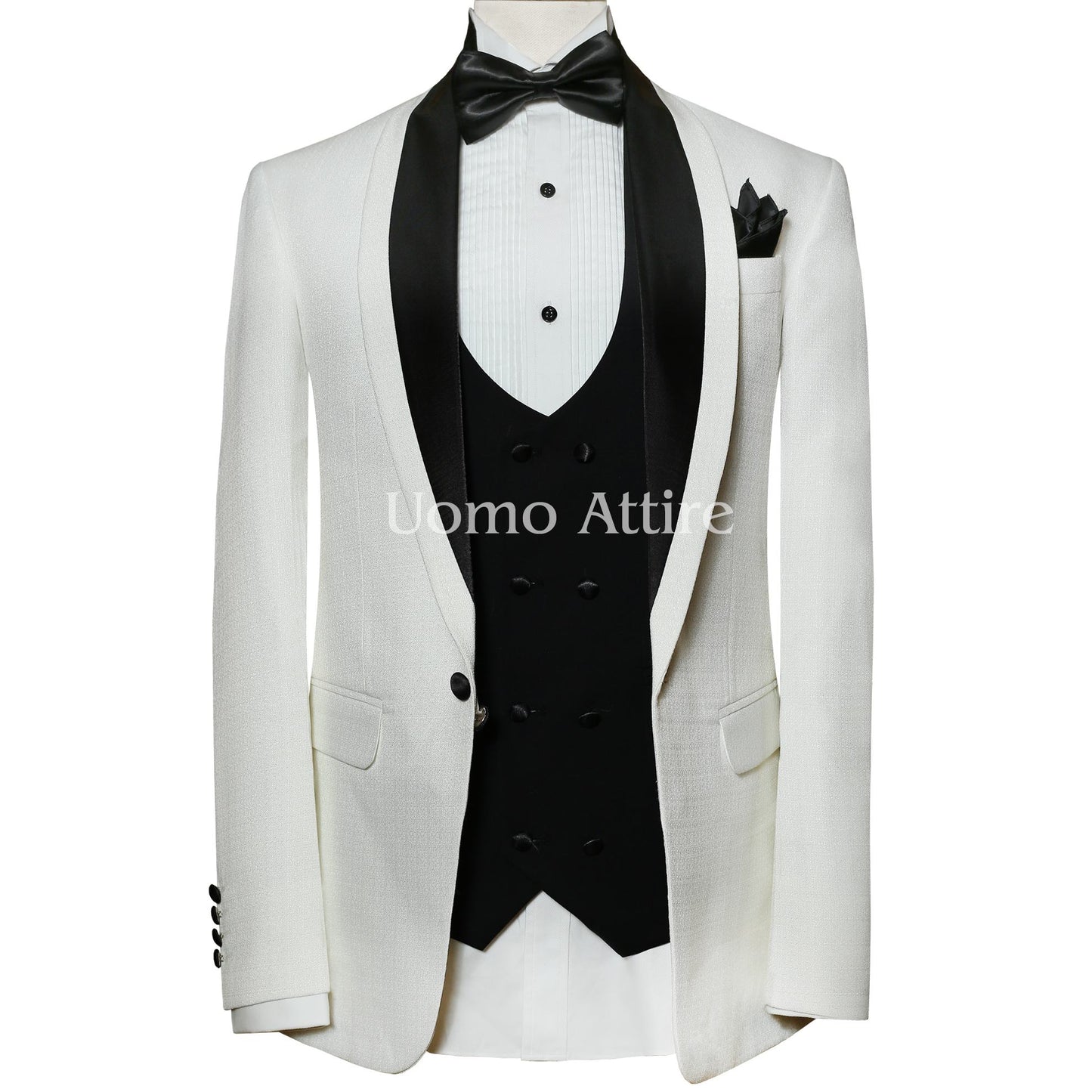 
                  
                    Handmade white and black contrast tuxedo 3 piece suit, white tuxedo suit, black tuxedo suit, tuxedo suit
                  
                