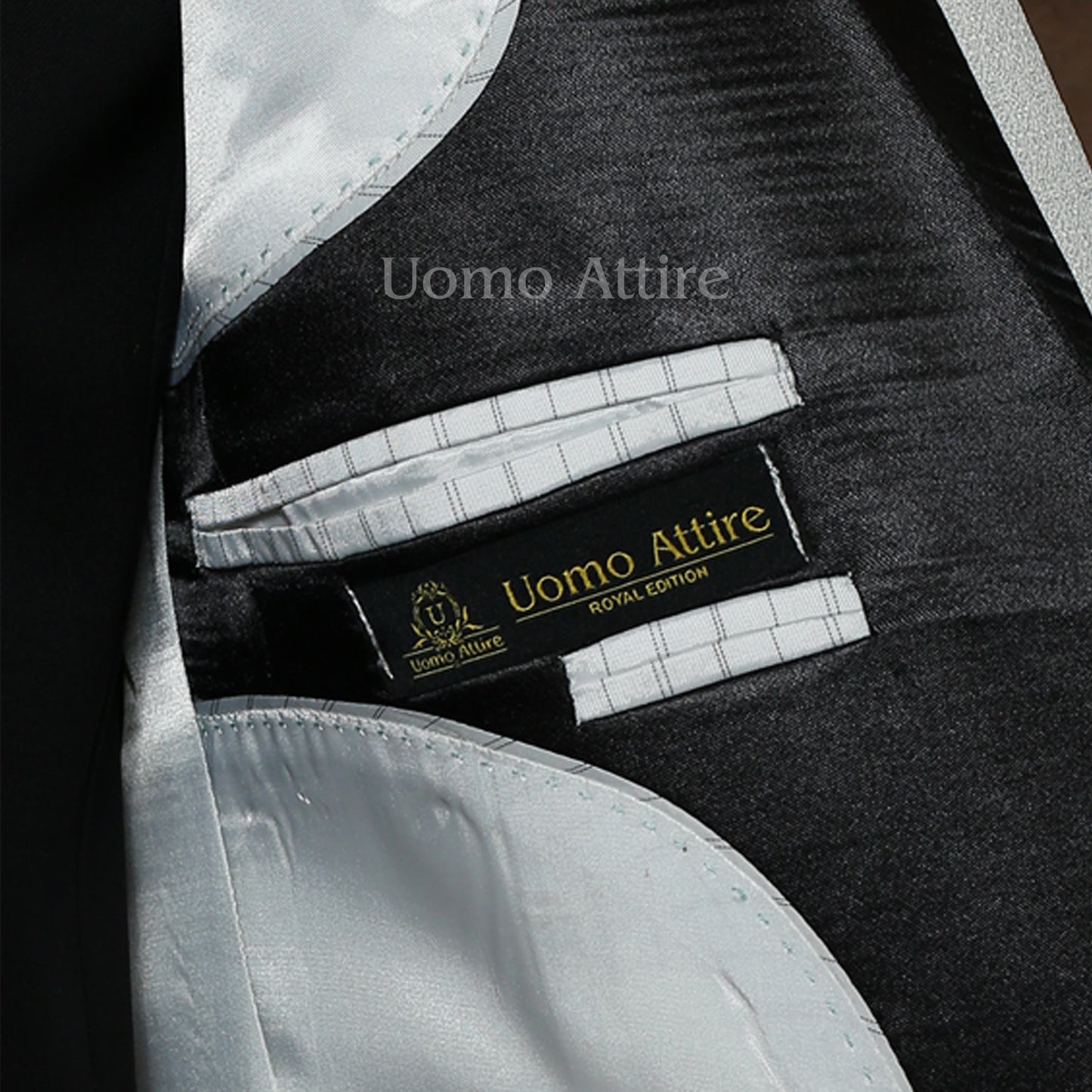 Handmade white and black contrast tuxedo 3 piece suit, white tuxedo suit, black tuxedo suit, tuxedo suit
