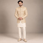 Off-White Embroidered Prince Coat for Modern Groom