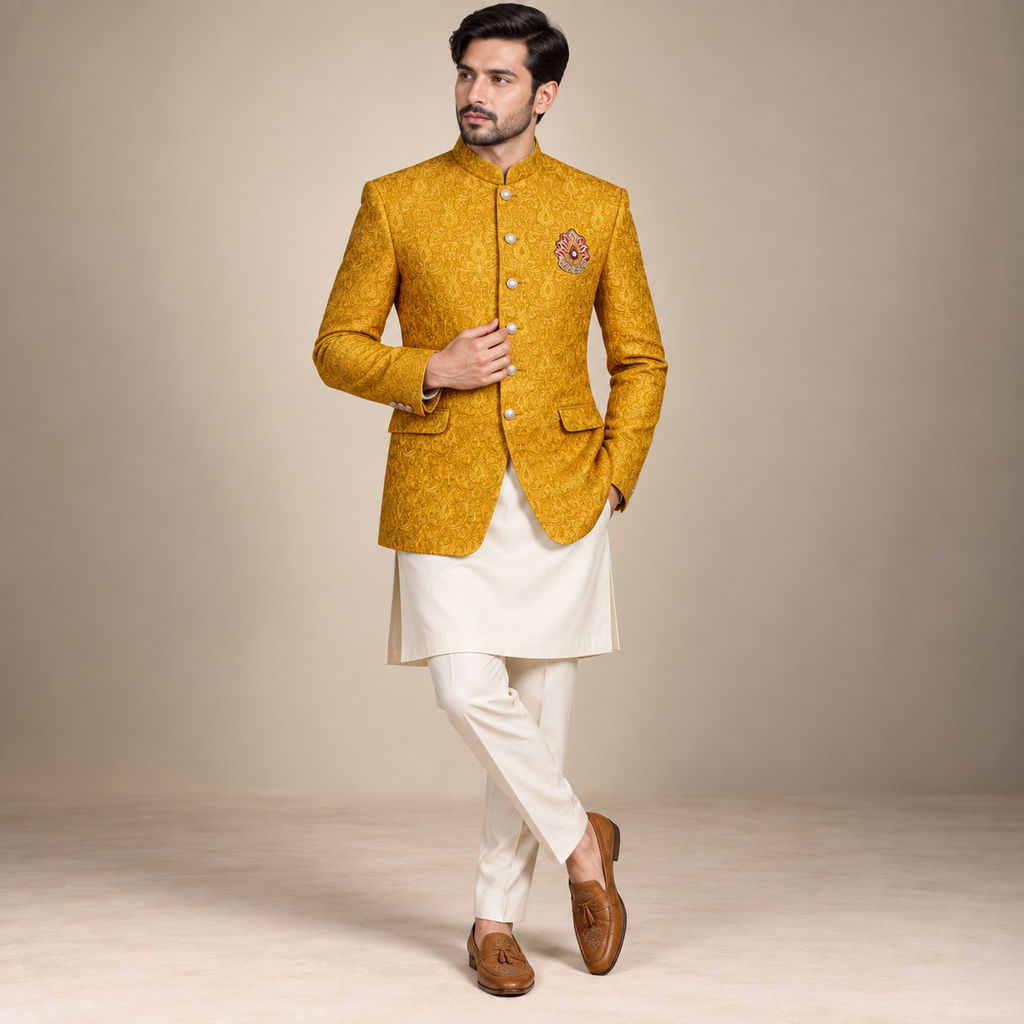 Cappotto Prince slim fit completamente ricamato con bellissimo motivo impreziosito