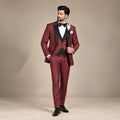 Maroon 3 Piece Tuxedo for Men in Italian Tropical Wool