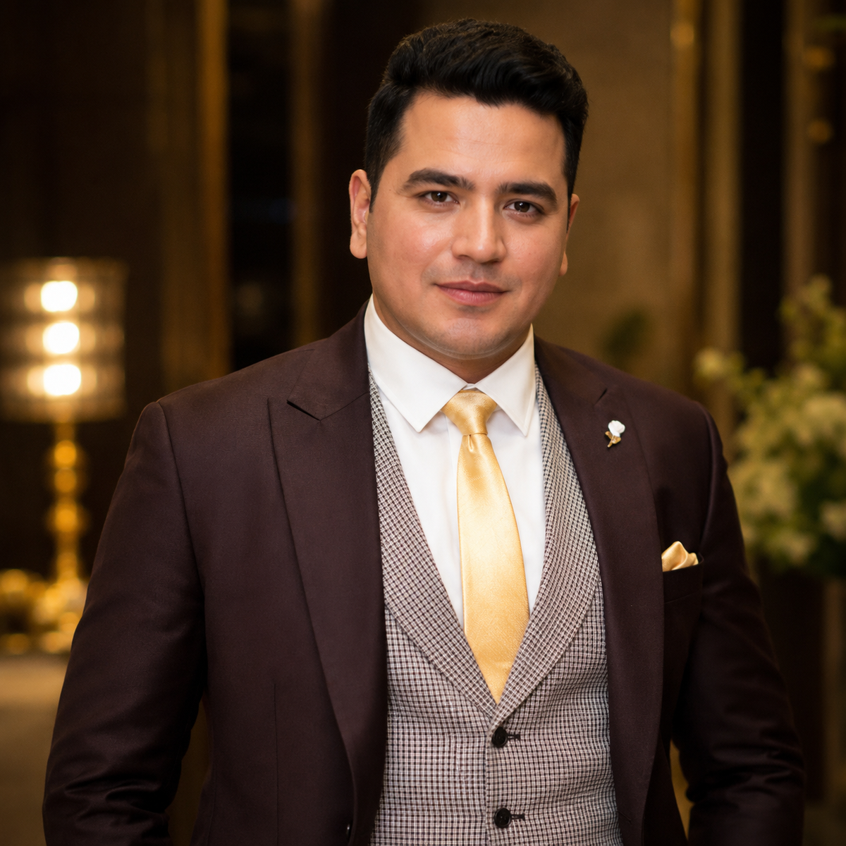 Chocolate Brown Liu Hua Wool 3-Piece Suit Worn by Mr. Mehar Salman