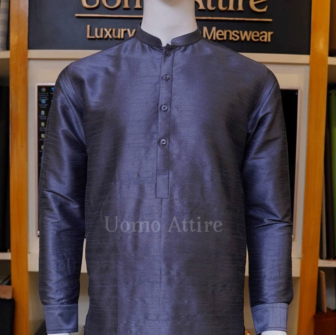 Silver gray kurta pajama design for men 2