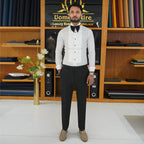 Men's Luxury Black Velvet Embroidered Tuxedo 2-Piece Suit