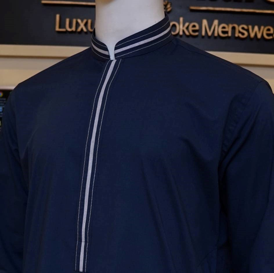 Navy Blue Shalwar Kameez Design for Men Uomo Attire