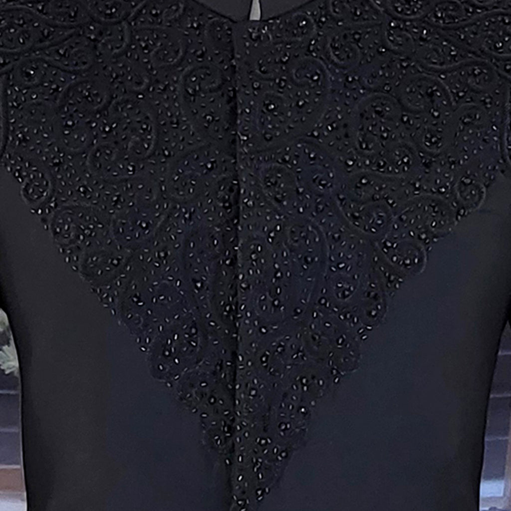 Men's Luxury Black Embroidered Prince Coat 2-Piece Suit for wedding