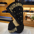 Men's Luxury Black Gold Embellished Saafa (Turban)