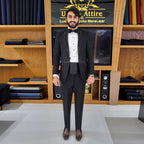 Men's Luxury Black Tuxedo 2-Piece Suit with Belt