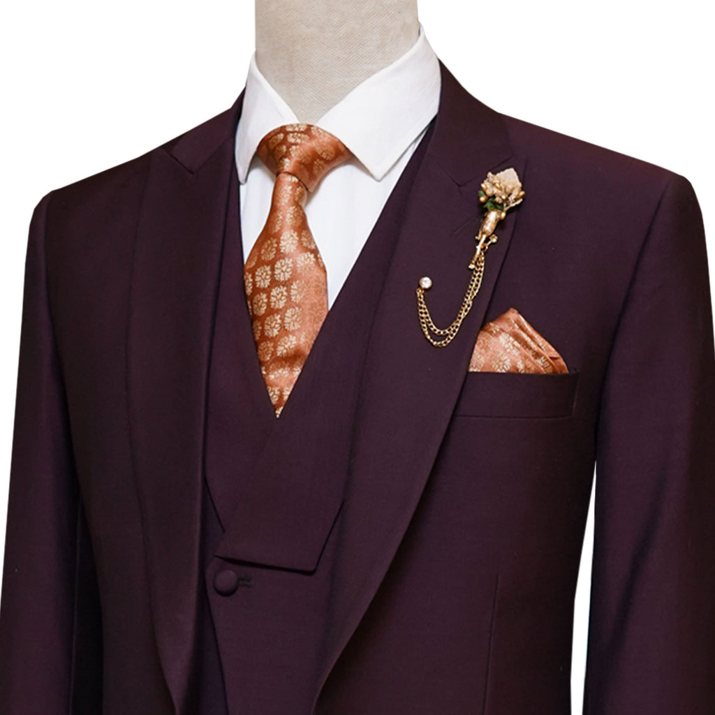 Italian Wool Men's Burgundy Wedding Suit | Burgundy Color Suit