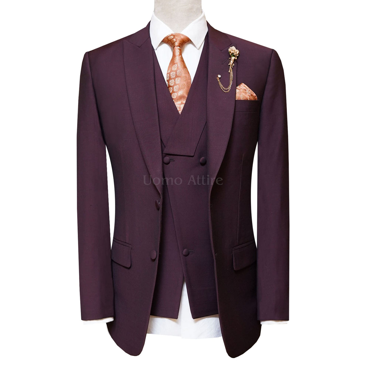 Italian Wool Men's Burgundy Wedding Suit | Burgundy Color Suit