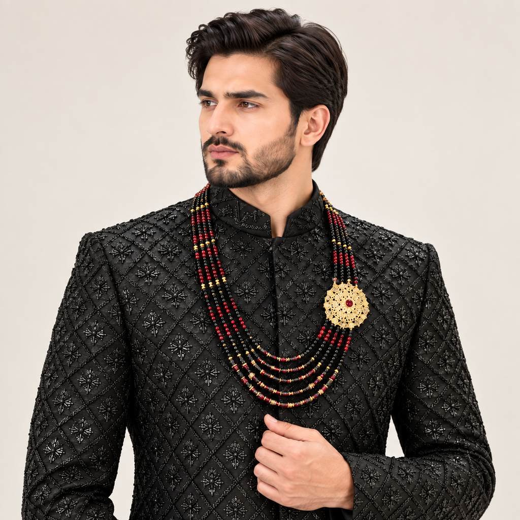 Black Hand Embroidered Sherwani for Men | Embellished Ethnic Wear