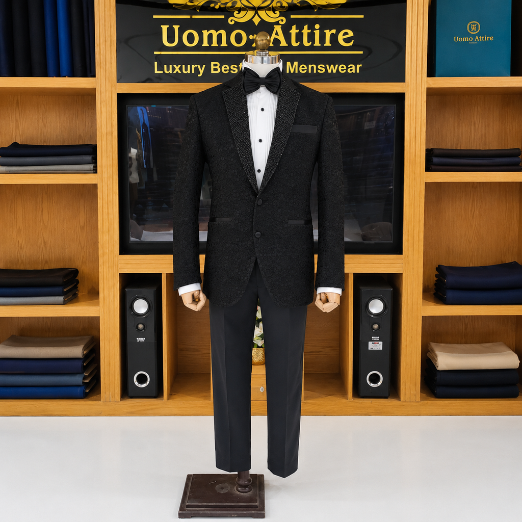Dressed to Impress Make a Statement in Our Exquisite Jet Black Tuxedo