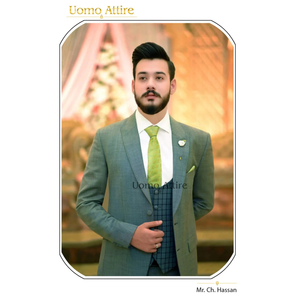 Sage Green Super 180's Wool Cashmere Suit Worn by Mr. Ch. Hassan