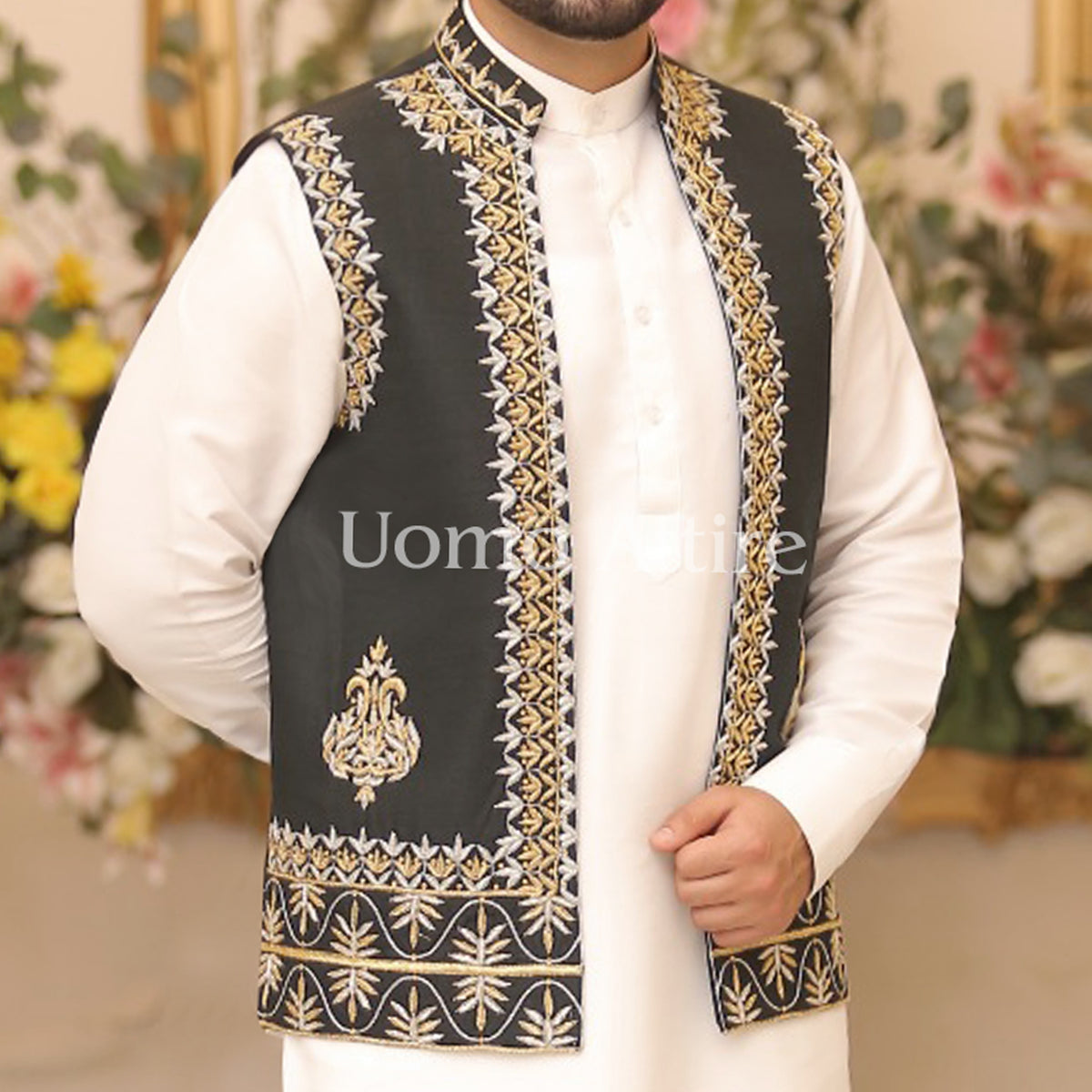 Custom Made Navy Blue Tropical Fabric Waistcoat for Men