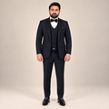 Men's Luxury Navy Blue 3-Piece Tuxedo Suit with Shawl Lapel